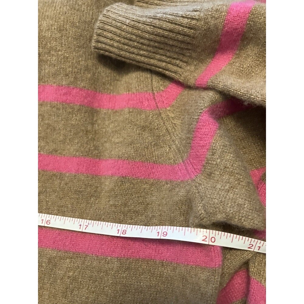 Marine Layer Harper Cashmere Sweater Womens Medium Brown Pink Striped crewneck - Picture 5 of 5